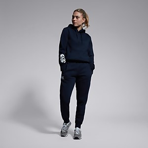 WOMENS TAPERED CUFFED FLEECE PANTS NAVY