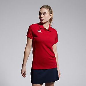 WOMENS CLUB DRY POLO SHIRT RED